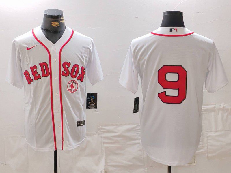 Men Boston Red Sox #9 No Name White Game 2024 Nike MLB Jersey style 3